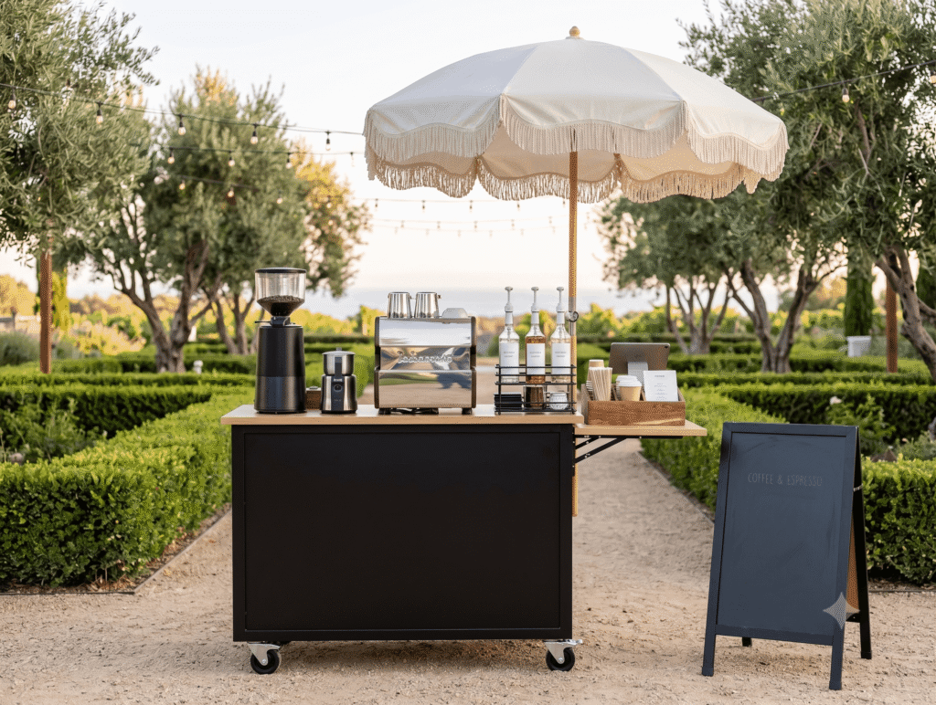 coffee cart catering setup outdoors