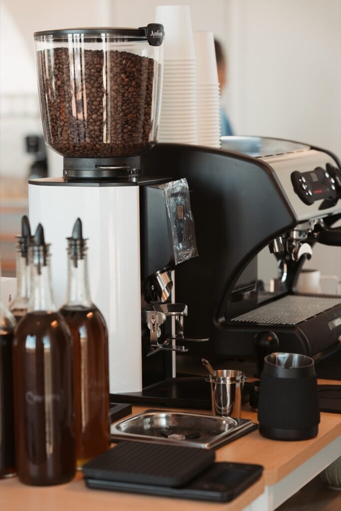Espresso grinder and house-made syrups for corporate coffee catering