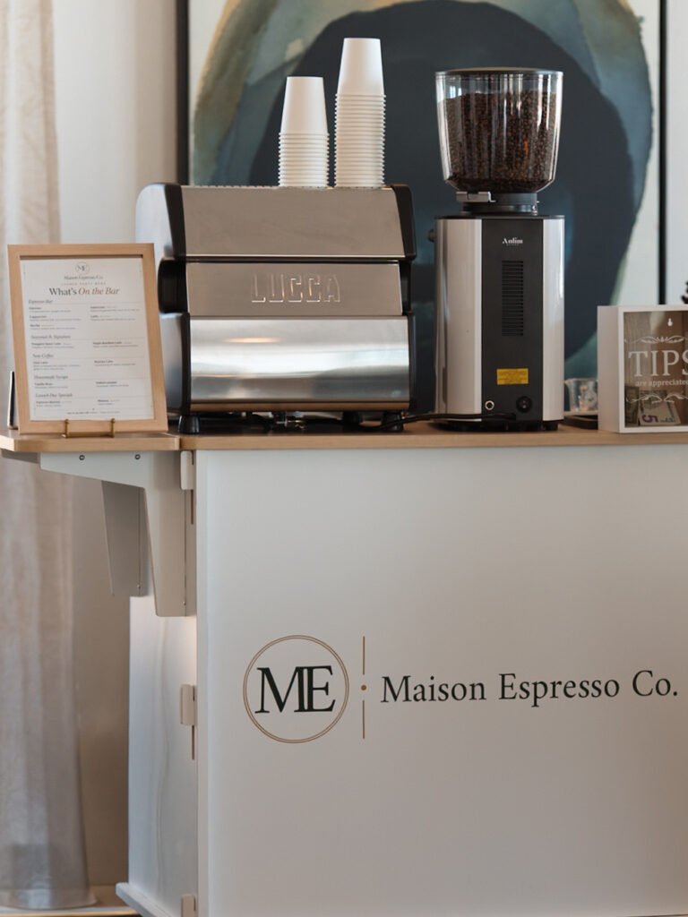 Maison Espresso Co. branded mobile coffee cart for brand activations